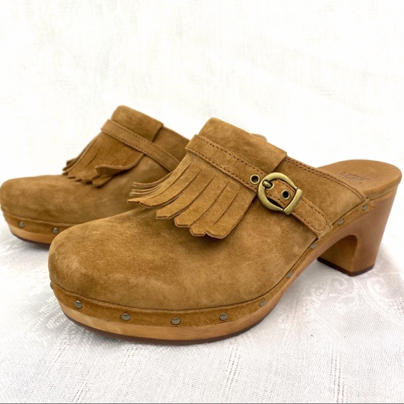 UGG Suede Mule Clogs with Fringe Buckle - Picture 3 of 6